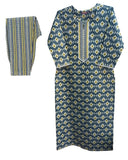 Anni Designer Women'S Cotton Blend Straight Printed Kurta With Pant Set (Tbh Blue-Nw_4Xl_Blue_Xxxx-Large),Blue,4XL