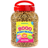 8000+ pcs Pony Beads for Bracelet Golden Beads Bulk for Making Hair Braiding DIY Crafts Kandi Jewelry Key Chains and Ornaments D