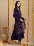 Anni Designer Women'S Rayon Blend Anarkali Solid Kurta With Pant & Dupatta (Jaynti Begani-Vks03_M_Begani_Medium),Begani,M,,,
