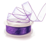 Ribbon Traditions 1.5 Wired Sheer Organza Ribbon Regal Purple 50 Yards