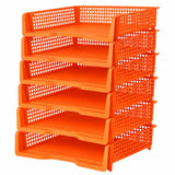 6 Pcs Orange Turn in Trays Classroom, Stackable Paper Bins for Classroom, 13x9x2.8 inch Plastic Baskets Desktop Organization Sys
