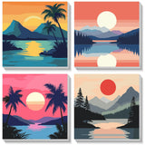 HEIBAGO Framed Paint by Numbers kit for Kids, 4 Pack Beach Paint by Numbers for Kids Ages 8-12, Sunset Paint by Numbers Kits Chi