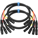 BIFALE 4-Channel XLR Snake Cable - 6.6FT 2Pack, XLR Male to Female, Balanced Audio for Live & Recording