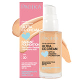 Pacifica Ultra CC Cream Radiant Foundation SPF 17 (Natural Medium) - Medium-Coverage Tinted Moisturizer + Mineral Sunscreen, Dew