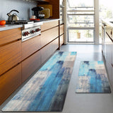 MAYHMYO Anti Fatigue Kitchen Mat - Set of 2 - Teal and Marble Design Comfort Mats - Cushioned, Non Slip Floor Mat,17.3 x 29 x 0.