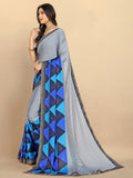Rangita Women Abstract Printed Moss Georgette Saree With Blouse Piece - Grey