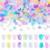 FASHEWELRY 450Pcs Iridescent Acrylic Flower Beads Caps Transparent 5-Petal Trumpet Flower Bead End Caps 11.5x10mm Gradient Space