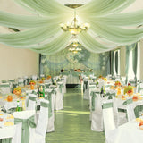 BBTO 6 Panels Sage Ceiling Drapes for Weddings 5 ft X10 ft Green Chiffon Curtain Wedding Ceiling Drapes Sheer Curtains Chiffon D