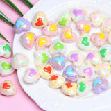Sqqzuie 10PCS Cute 22mm Acrylic Heart Beads for Jewelry Making, Large Beads for Crafts Straight Hole Colorful Beaded DIY Bracele
