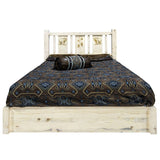 Montana Woodworks Wolf Design Laser Engraved Platform Bed In Clear Lacquer Finish (Full: 83 In. L X 60 In. W X 47 In. H (258 Lbs