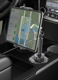 LYFICCS Metal Arm Cup Holder Car Tablet Mount, 720 Rotation Cupholder Tablet & Phone Stand Compatible with iPad Pro Air Mini iP