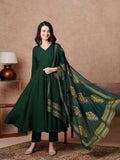 Anni Designer Women'S Rayon Blend Solid Anarkali Kurta With Pant & Dupatta (Magic-Green-Nb_L_Green_Large),Green,L,,,