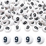 MIIIM 200 Pcs Serif Number 9 Beads for Bracelets, 4x7mm Round Number Beads 9 for Phone Digits, Keychains, Necklace (Digit 9)