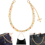 Syhood Fashion Layered Wallet Chains 18 Pants Chain Gold Rhinestone Pearl Flower with Crucifix Pendant Punk Rock Jean Pocket Cha