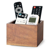Remote Control Holder, Wooden TV Remote Holder for Table, Remote Organizer Caddy for Home Decor, Remote Box for Nightstand, Brow