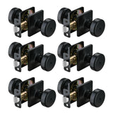 STARPY 6 Pack Black Door Knobs with Square Rosette,Pismo Door Knob with Lock,Privacy Door Handles Interior for Bath & Bed