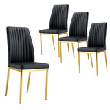 RDUEEI Black Metal Chairs, Modern Dining Chair Set of 4 with PU Leather and Chrome Leg High Back Sillas para Comedor for Dining