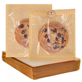 SUREHOME Cookie Bags Small Brown Paper Bags with Window 100 Pcs Thank You Stickers 5.7 x 6.5 Inch Individual Heat Sealable Kraft