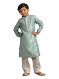 Manyavar Boys Green Art Silk Kurta Pyjama Set