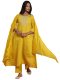 Libas Women'S Silk Blend Embroidered Kurta Set (Gs1013_Yellow_2Xl)