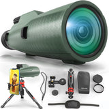 Monocular Telescope - 12x56 High Powered, Compact, Dust-Proof, Waterproof, Handheld Scope with Smartphone Adapter and Metal Trip