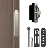 AlloyTech Pocket Door Pull Swivel Handle with Concealed Hardware and Quick Install Kit (Install Kit, Nickel)