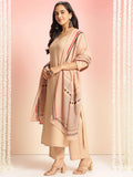 Anni Designer Women'S Rayon Viscose Floral Straight Kurta With Pant & Dupatta (Raja Saab Vks08_Beige_Medium),Beige,M,,,