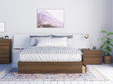 Nexera 3-Piece Bed Frame, Headboard & Nightstand, Queen|Walnut & White Bedroom Set