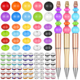 Tidponra Beads for Pens - 180 Pieces (60 Silicone Lentil, 60 Silicone Round, 60 Rhinestone Spacer) for Beadable Pens, Keychain M