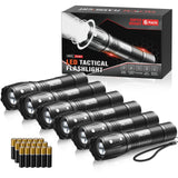 RECHOO LED Flashlight 6 Pack, Tactical Flashlights High Lumens with 3 Modes, Pocket Small Flash Light, Waterproof Zoomable Flash