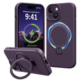 Vanxiliiy Compatible with iPhone 15 Plus Case with Stand, Full Camera Protection Slim Liquid Silicone Phone Cases for iPhone 15