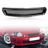 Kspeed Front Bumper Grille Fit 1999-2000 for Civic Coupe/Sedan JDM Type R ABS Black Mesh Front Upper Grill Guard Replacement Par