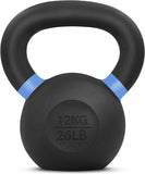 Yes4All 12kg/26lbs Cast Iron Kettlebell, Powder Coated with Wide Handle & Flat Bottom - For Strength Training & Cross-Training