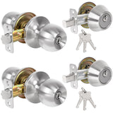 RAFECIEE Exterior Door Lock Set, Single Cylinder Deadbolt Lock and Door Knob Set, Keyed Alike Front Door Lock Set, Satin Nickel