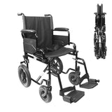 PEPE Mobility - Transport Wheelchair Lightweight Foldable with Flip-Back Arms and Swing-Away - Made in Europe