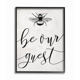 Stupell Industries Be Our Guest Bumble Bee Script Typography Black Framed Wall Art, 11 x 14, MultiColor