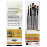 Artist Brushes | Set Of 6 | Gouache, Acrylics, Watercolor, And Oil Painting | Short Handle, Synthetic Bristles, Round, Filbert,