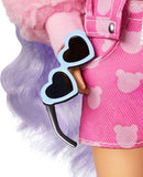 Barbie Extra Doll & Accessories With Long Periwinkle Hair, Teddy Bear-Print Denim Jacket, Matching Shorts & Pet Puppy