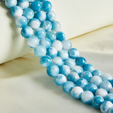45pcs 8mm Natural Blue White Jade Beads Gemstone Beads Round Loose Beads for Jewelry Making