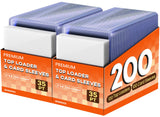 200 Card Sleeves Top Loaders for Cards, 3 x 4 Hard Plastic Toploaders, Baseball Card Protectors, Trading Card Holder for Footbal