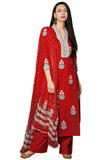 Gosriki Women'S Rayon Viscose Printed Straight Kurta With Pant & Dupatta (Belagavi Red-Vks01-Gs_M_Red_Medium),Red,,B0DRZPTCHM