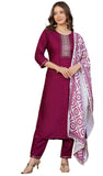 Wedani Rayon Sequence Embroidered Kurta Set With Dupatta For Women - Maroon,MAROON,M