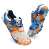 XIHALOOK Mens Minimalist Barefoot Water Sports Hiking Shoes Quick Dry for Surfing Fishing Snorkeling Blue White, 13 Women/12 Men