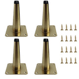 Smaxcn 4pcs 4 6/8 inch (12cm) Brass Metal Furniture Legs, Straight Metal Cabinet Legs with Level Feet