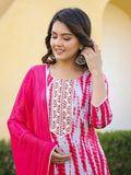 Anni Designer Women'S Rayon Blend Printed Straight Kurta With Pant & Dupatta (Kirkatu Pink_Xxl_Pink_Xx-Large),Pink,2XL,,,