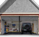 Garage Door Screen For 2 Car 15x7FT, Magnetic Screen Garage with Retractable Fiberglass Mesh and Heavy Duty Weighted Bottom, Eas