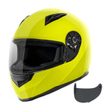 VCAN VX Lightweight Full Face Motorcycle Street Bike Helmet with Extra Tinted Visor DOT Approved (Yellow, Medium)