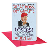 Ygyhiey Funny Trump Boss Card for Women Men, Humorous Bosses Gifts Card for Leader, Bosss Decorations from Staff Employee, Heart