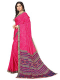 Rangita Women Bandhej Printed Moss Georgette Saree With Blouse Piece - Pink (Size 5.5 Mtr)