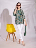 Smowkly Ethnic Kurta || Printed Cotton Kurta || Womens Casual Wear || Colorful Traditional Top || Comfortable Womens Fashion || Stylish Ethnic Clothing (1450_Green_M)